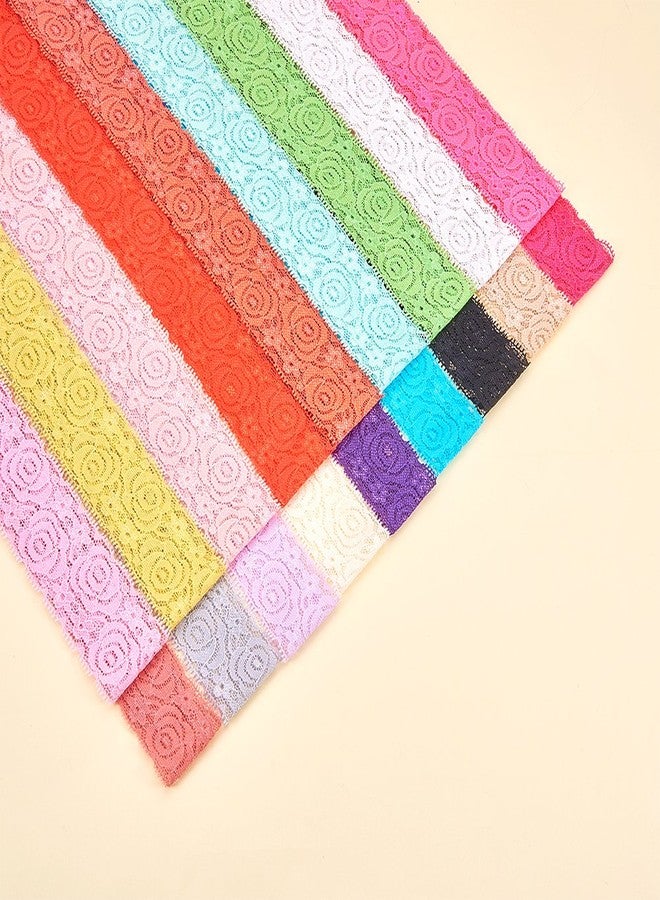 بينيكريت قماش دانتيل مطاطي من بينيكريت، 18 ياردة، عرض 1.57 بوصة، دانتيل تزييني لأطواق الرأس، وأربطة الساق، وصنع باقات الزفاف - 18 لونًا، ياردة واحدة لكل لون - Image 5